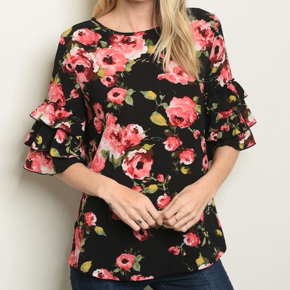 Black red floral - Top - Picture 2 of 5